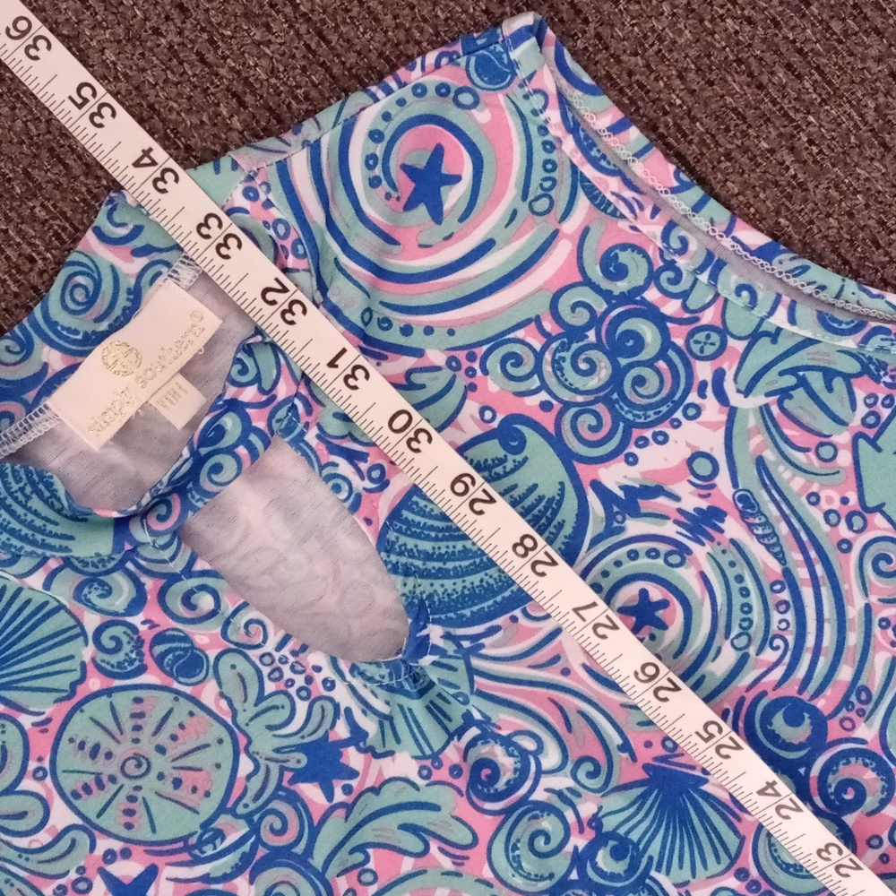 🌊Simply Southern🌊 - Blue/Pink/White Seashell Swirl Sleeveless Stretch Dress - Picture 10 of 10
